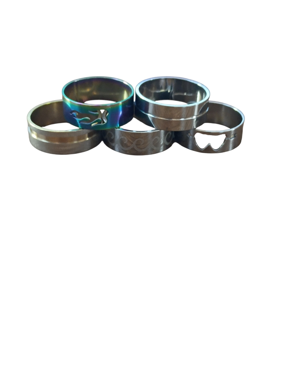 Lot of Stainless Steel Band Rings Y2K Gothic Biker Unisex Size 7 Assorted